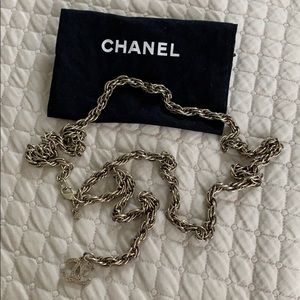 CHANEL Silver Waist Belt with CC logo